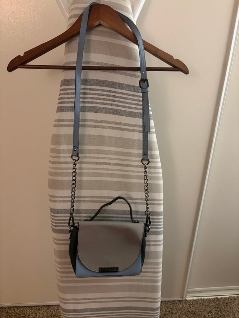 Grey black blue Steve Madden crossbody purse / bag